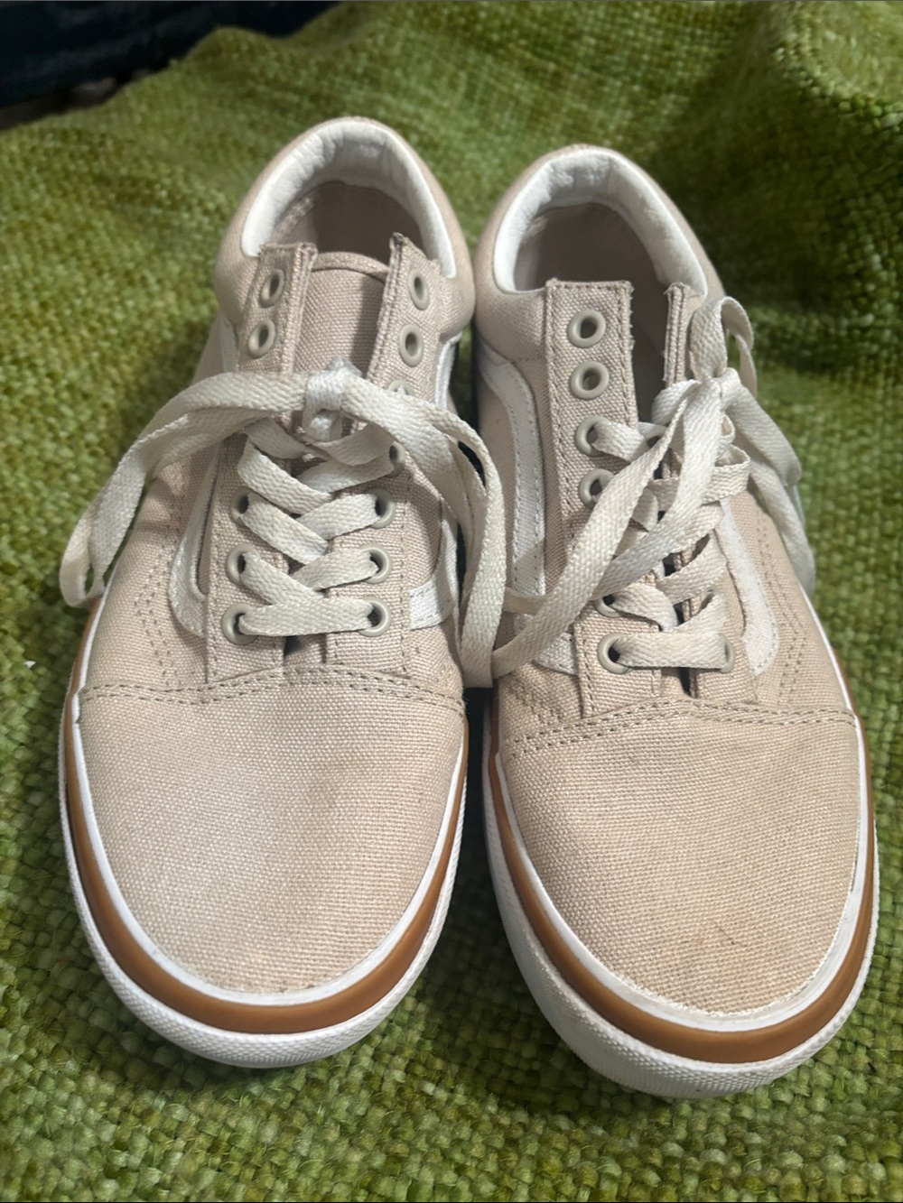 Vans Men's Low-Top Canvas Sneakers in Beige and White
